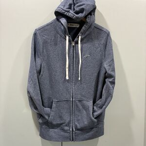 Hollister Full Zip Hoodie Blue Fleece Drawstring Hood Women’s M Y2K Athleisure
